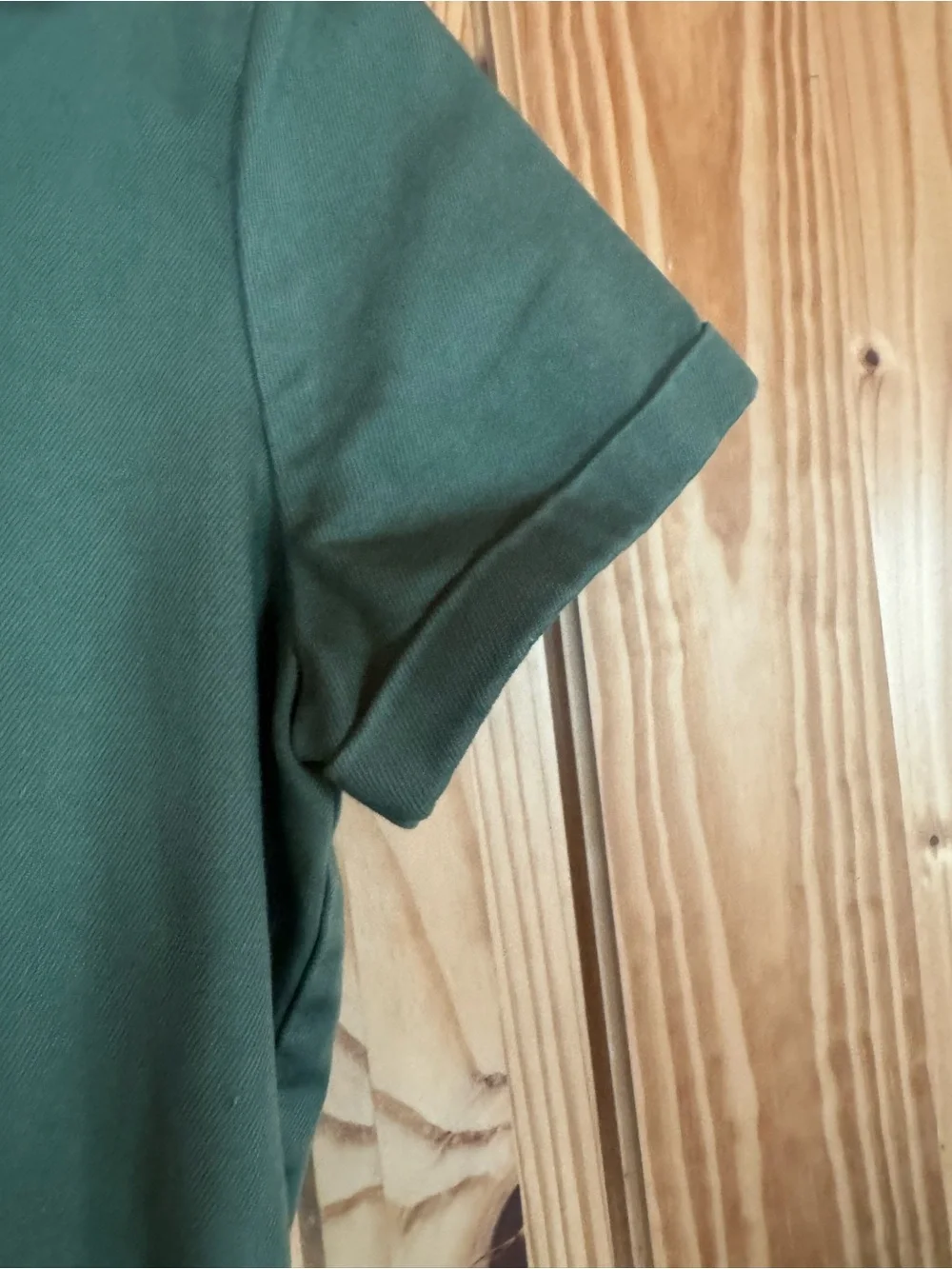 J. Crew Washed Olive Green Denim Short Sleeve Button-Front Mini Dress